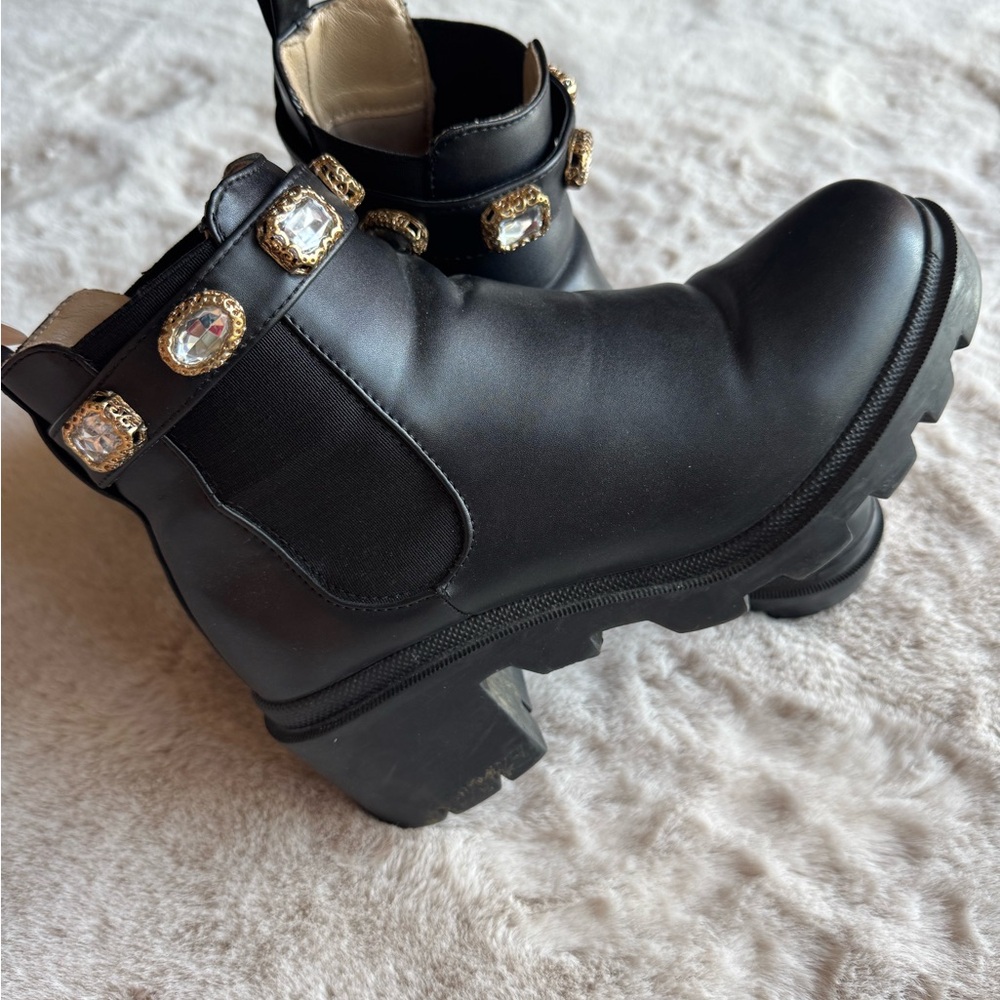 Steve Madden Black Ankle Boots with Jewel Accents